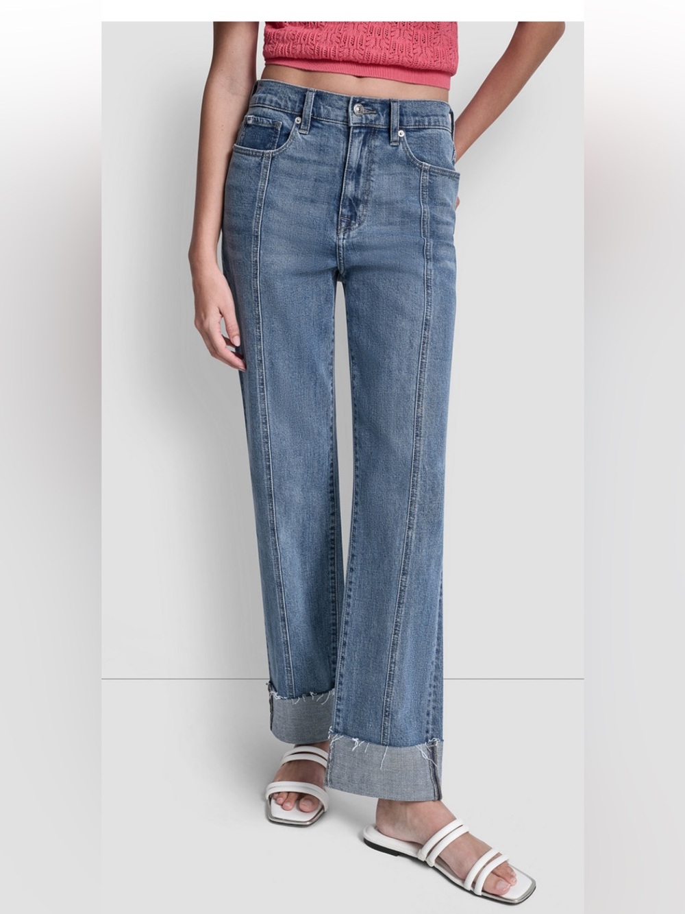 DKNY Jeans Women High-Rise seamed classic Straight leg jeans.